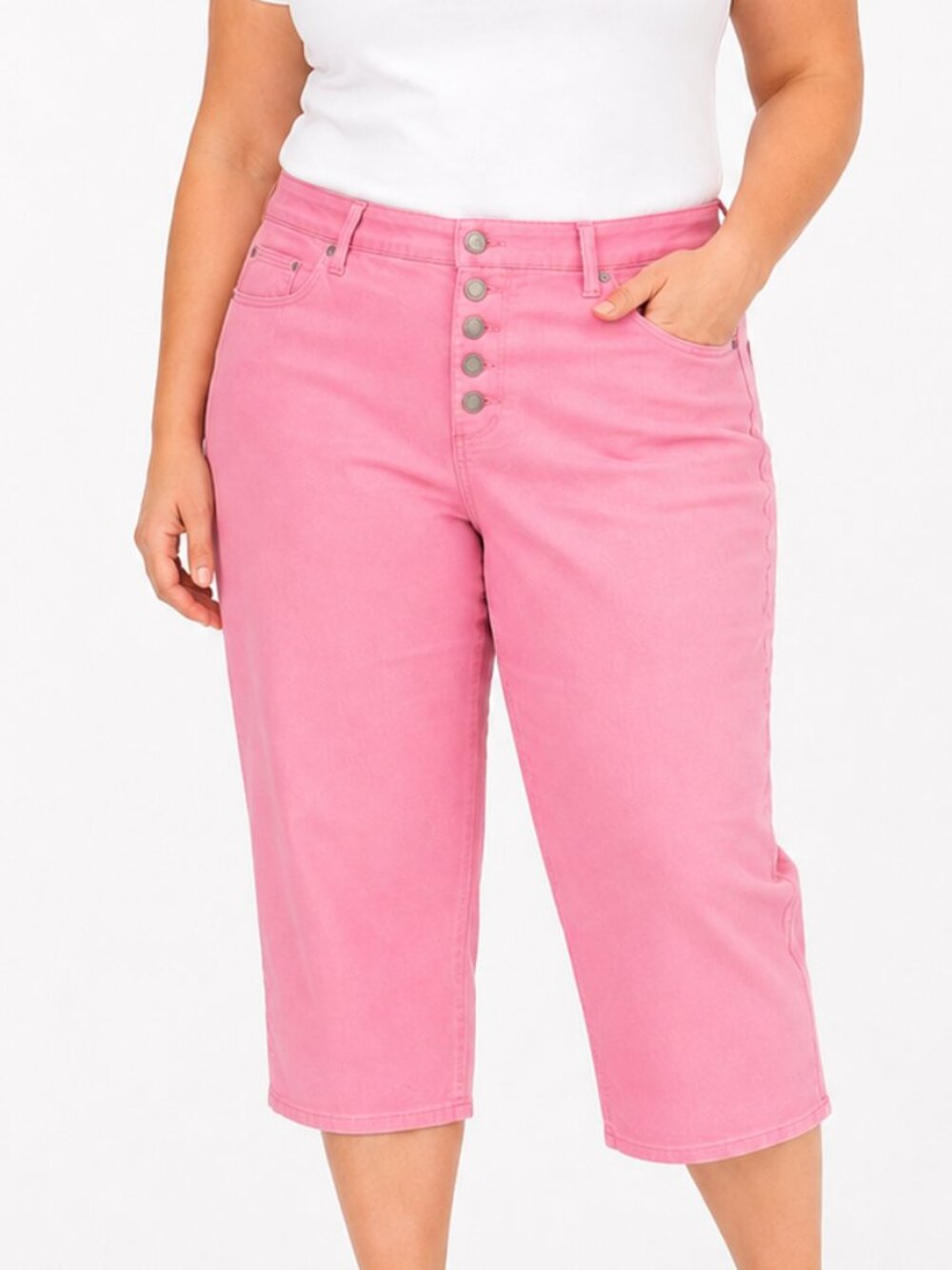 NWT size 12 capris. CHARTER CLUB pink denim pants. Button fly close. Summer